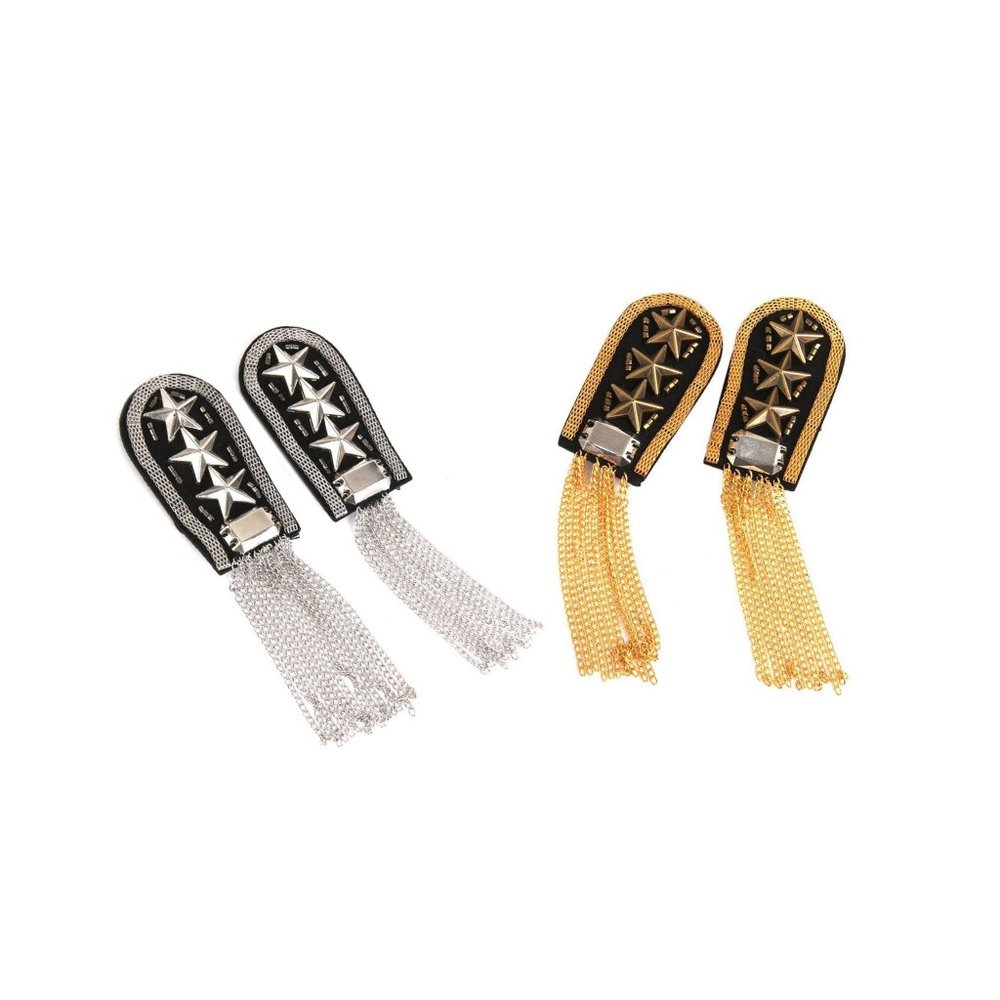 Military 3 Star General Studded Tassel Brooch